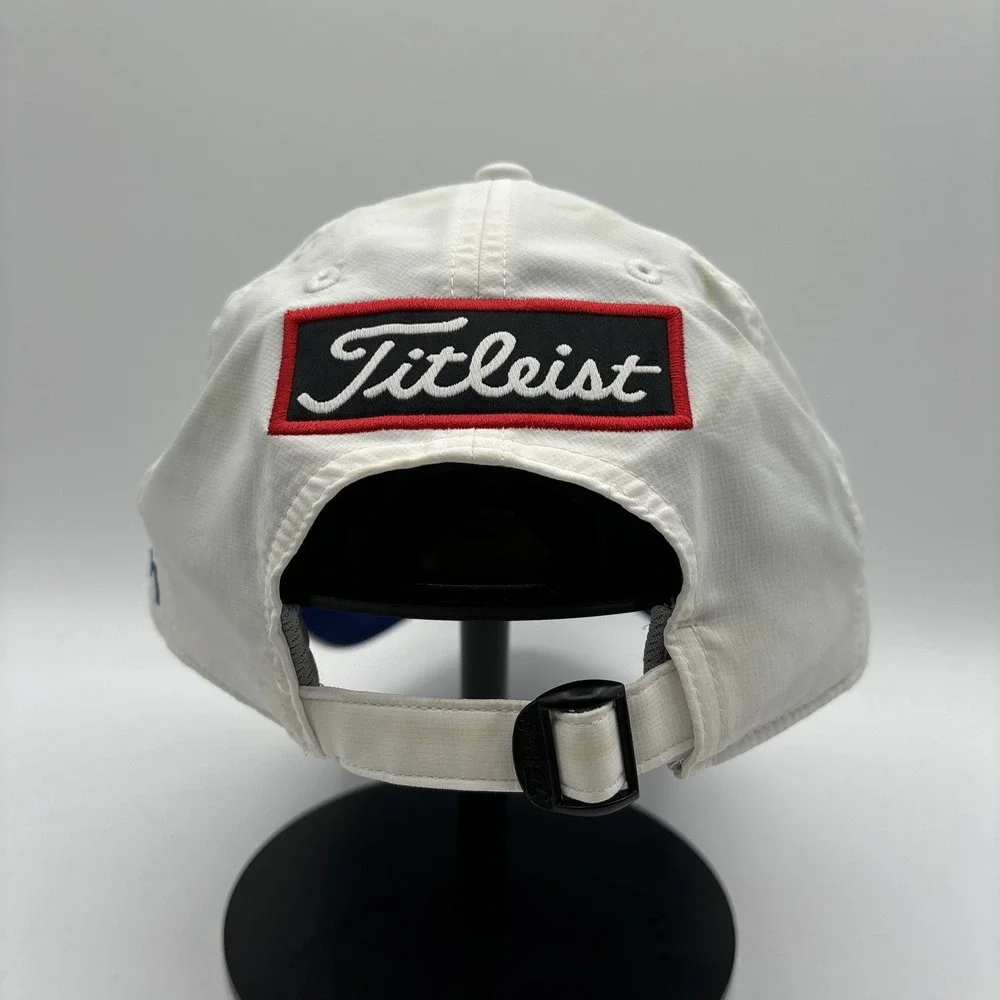 Titleist Footjoy FJ Pro V1 Strapback Embroidered Logo Golf‎ Hat Cap White Blue